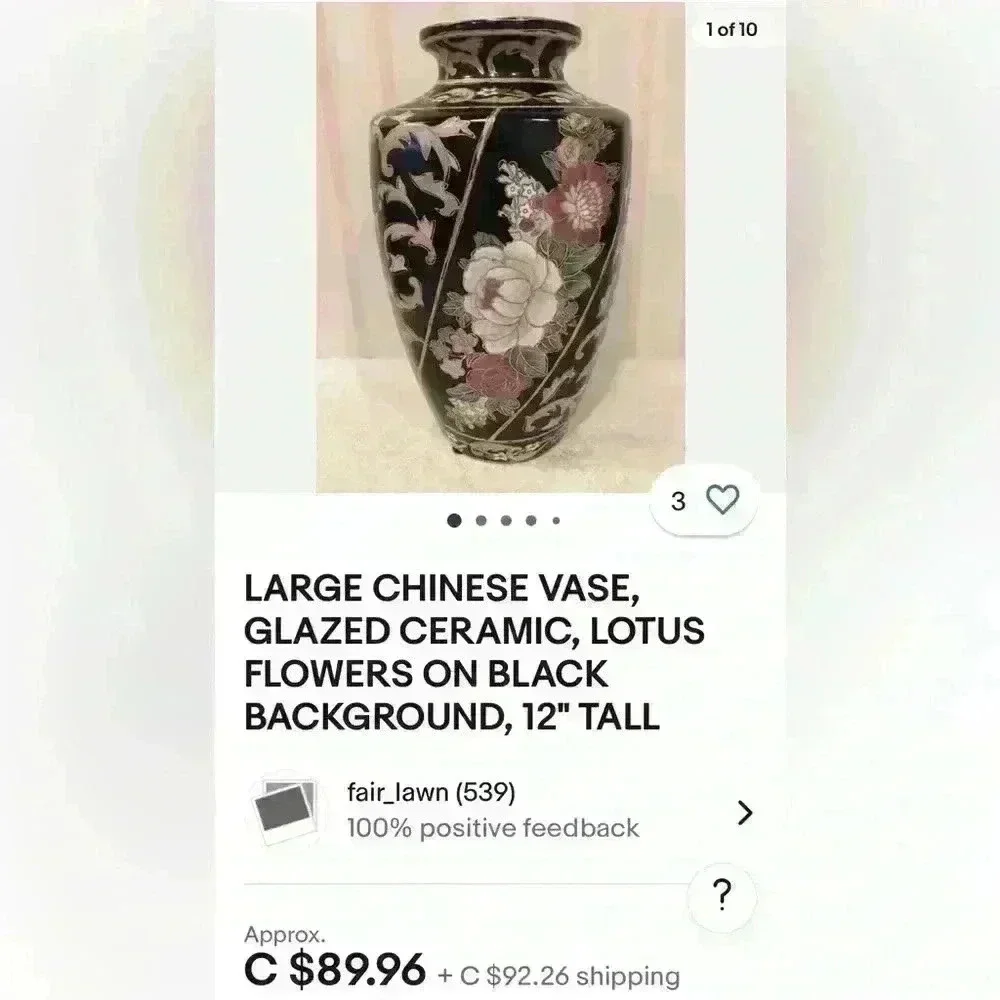 Vtg Large Glazed ceramic talk vase - Picture 4 of 4